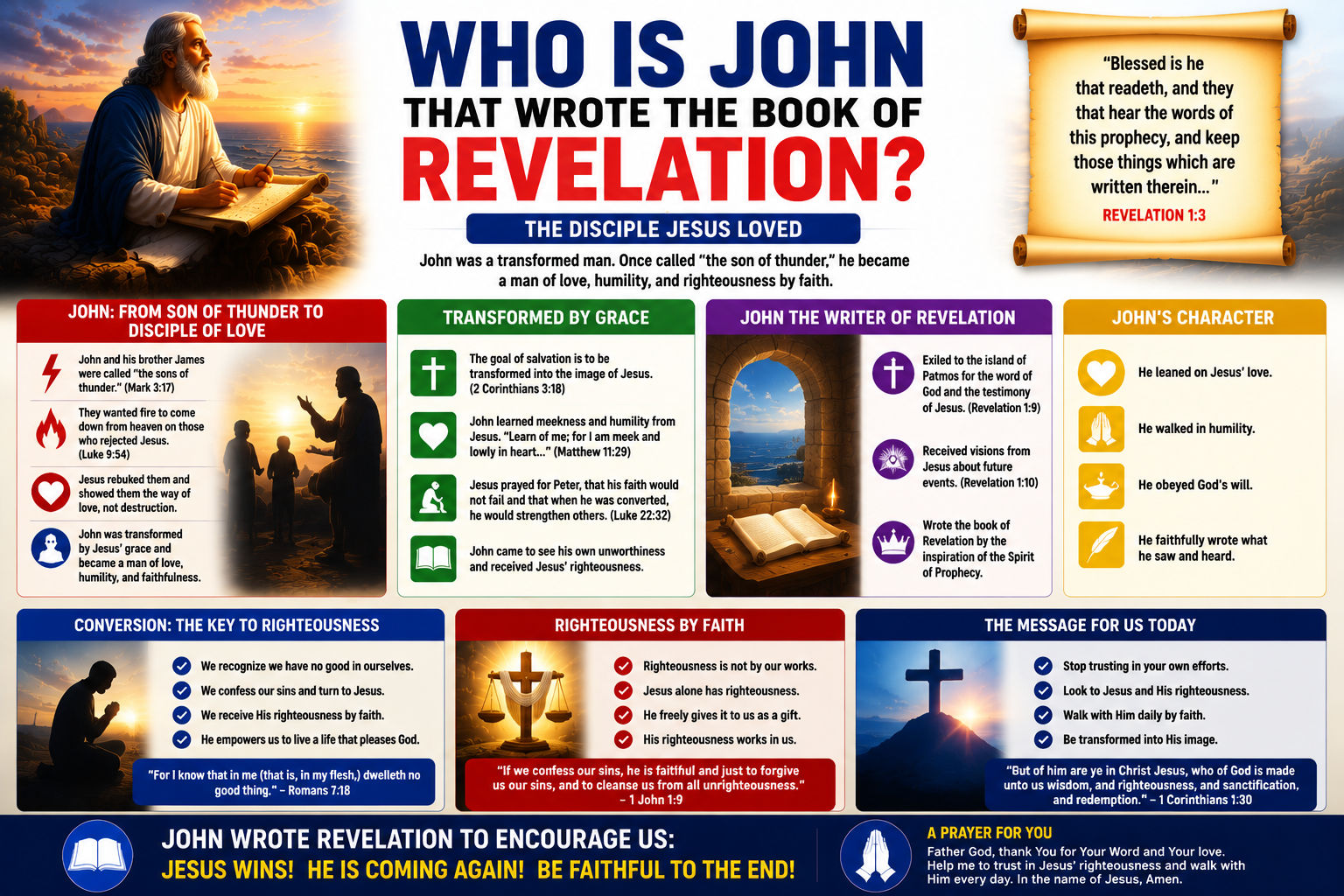 Who Is John That Wrote the Book of Revelation? His Conversion and Righteousness by Faith